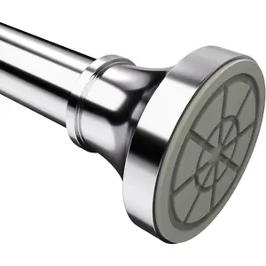Shower Curtain Rod,  Inches Adjustable Tension Rod, Inch Diameter Heavy Duty Ruroof Stainless Steel, NoDrill Spring Rod for Bathroom, Kitchen and Closet, Silver