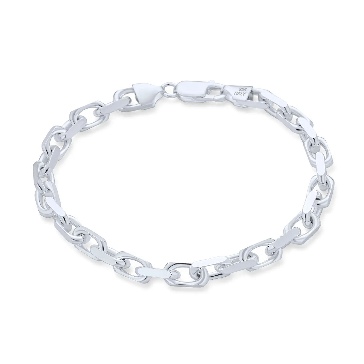 Men's Solid Heavy Marina Anchor Chain Link Bracelet .925 Sterling Silver