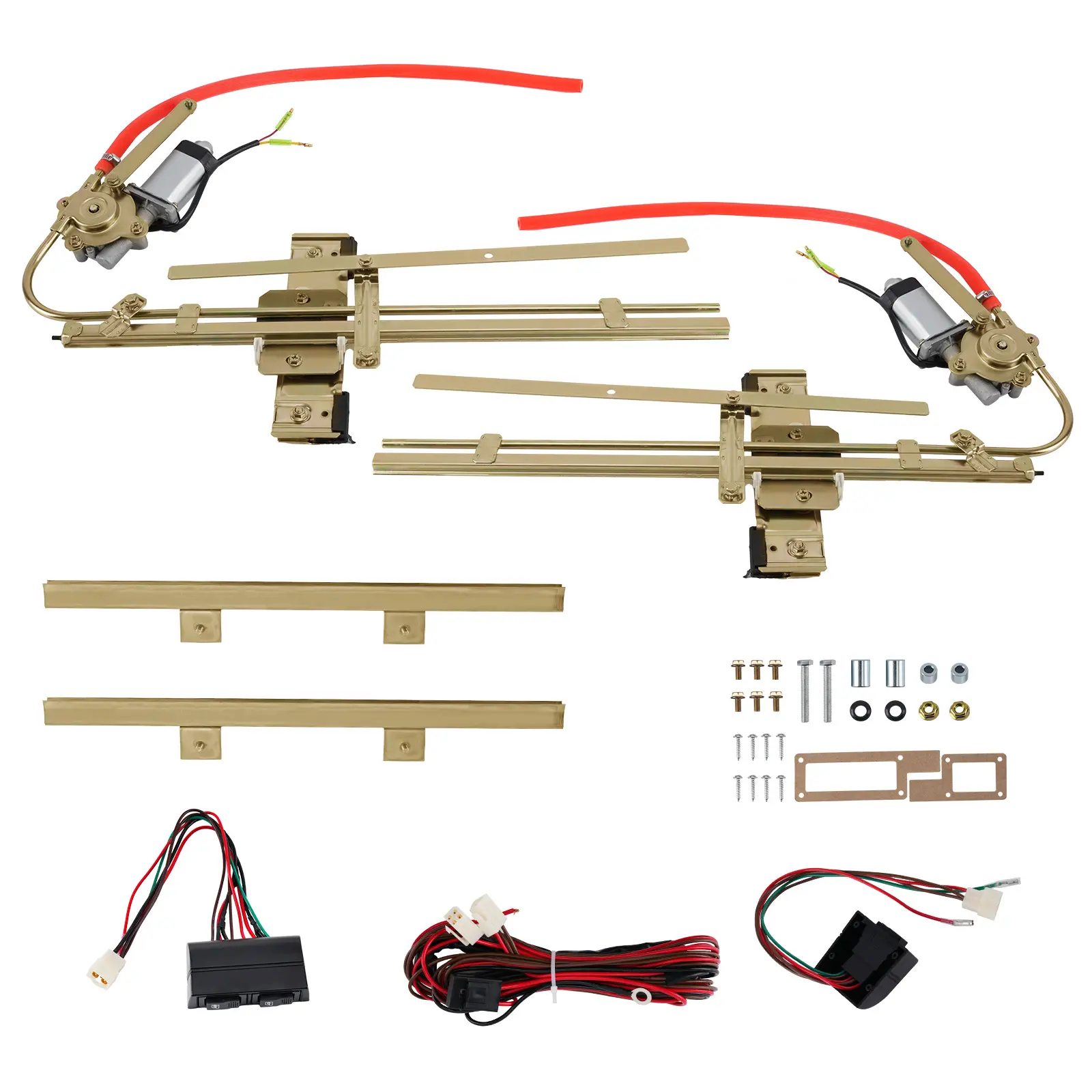 Universal 2 Door Flat Glass Electric Power Window Kit Fit Hot Rod New