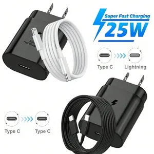 USB C Charger, Compatible With Samsung Type C Charger 25W Super Fast Wall Charger Portable Fast Charger With USB C To Type C Fast Charging Cable,Compatible With Samsung Galaxy S25 S24 S23 S22 S21 S21+/S21 Ultra/S20/S20 Ultra/Note 20 Ultra/Note 10
