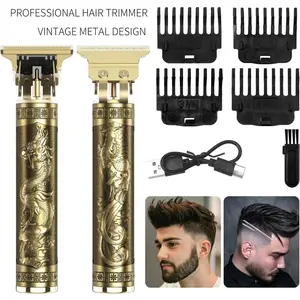Professional Gold Beard Trimmer for Men – Cordless Rechargeable Grooming Kit, Precision Hair Clipper Set for Barber-Quality Home Shaving & Grooming
