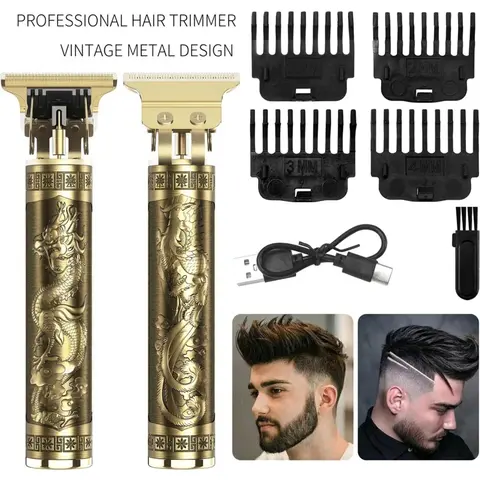 Professional Gold Men's Beard Trimmer - Cordless Rechargeable Grooming Kit, Precision Hair Clipper Set for Barber-Quality Home Use, Mens Gifts, Cool Gifts for Guys