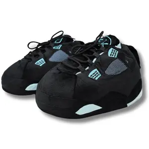 Plush Kickz - Blue & Black Sneaker Slippers For Indoors & Outdoors Footwear Shoe Comfort Slide Home Unisex Slipper Comfort Slide house