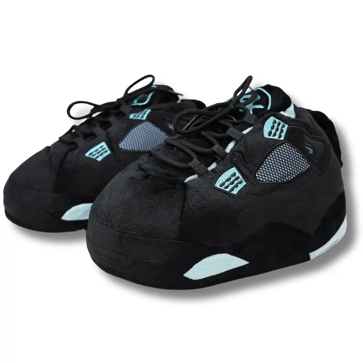Plush Kickz - Blue & Black Sneaker Slippers For Indoors & Outdoors Footwear Shoe Comfort Slide Home Unisex Slipper Comfort Slide house
