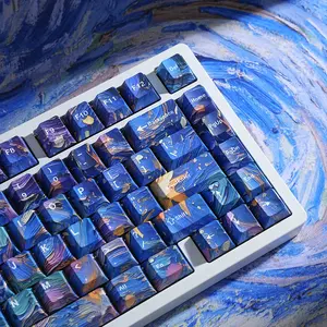 131 Key Original Height Starry V5 Keycaps, 5-Sided Heat Transfer, Dual Color Injection Molding, Transparent Side, Mechanical Keyboard Compatible