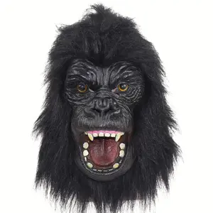 Latex Vivid Gorilla Mask With Wig, Ugly Cute Full Face Dress Up Accessories, Halloween Cosplay Costume Props Party Decors Photography