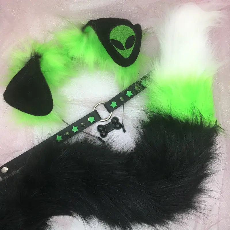 Black white alien ear necklace Halloween costume kawaii goth