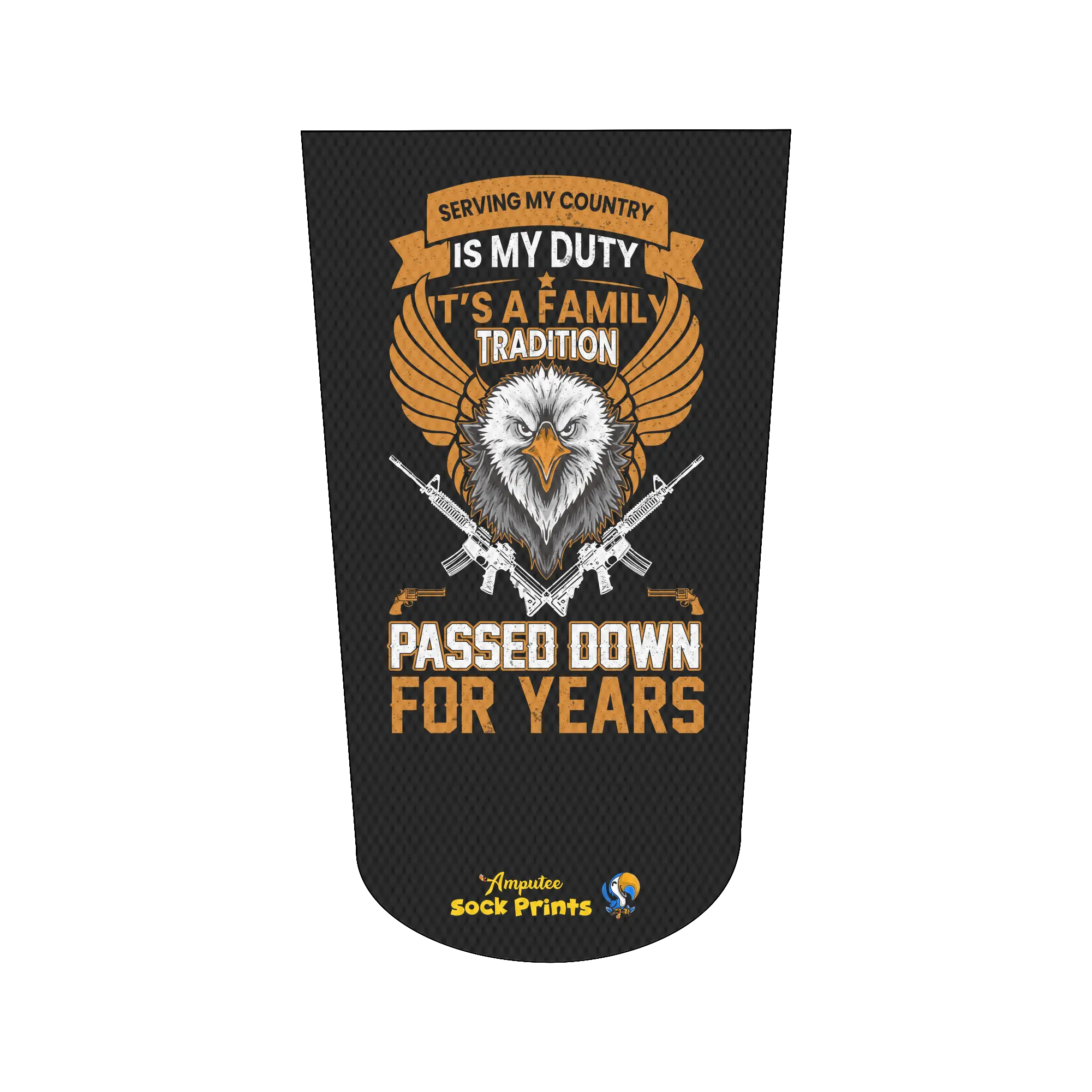Men's 3-Ply Nylon Graphic Printed Prosthetic Limb Stump Sock "Serving is My Duty and Family Tradition V1", Polyester Blend, Elastic Stretch, Stretchy, Machine Washable, Prosthetic Sock, Duty Theme, Amputee Sock