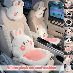 Plush Cartoon Panda/Rabbit Car Waist Neck Pillow Seat Cushion Sofa Office Rest Chair Pad Girl Women Lovers Car Interior Cute