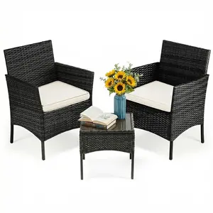 Patio Porch Furniture Sets 3,4Pieces PE Rattan Wicker Chairs with Table Outdoor Garden Furniture Sets,Suitable for courtyard relaxation and dining gatherings