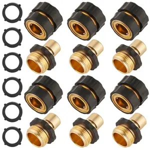 6 Set Quick Connect Hose Fittings for Garden Hose Quick Connector with Gasket, 3/4 Inch GHT Male and Female Attachment Quick Release Water Hose Adapter