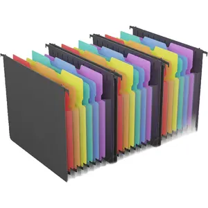 Plastic Expanding Hanging File Folders, 7 Pocket Extra Capacity Accordion Hang Folder, 1/5 Cut Adjustable Tabs, MultiColor Lables, Letter Size for Filing Cabinet  3