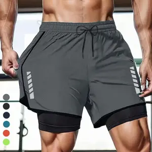 Men’s Two-Piece Athletic Shorts Set: Summer Quick-Dry, Breathable Running Shorts with Phone Pocket + Waist Towel Pocket and Anti-Exposure Lining