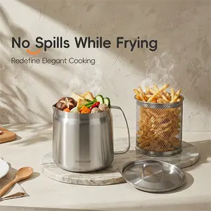 Grease container Stainless Steel Bacon Grease Saver with fine mesh filter 2 L /68 fl oz oil Container Grease tank with dust lid suitable for kitchen storage of frying cooking grease