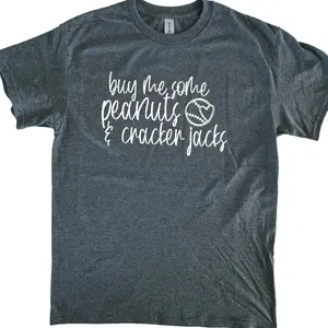 Peanuts and Cracker Jacks Baseball Gray Heathered T-Shirt Tops Womenswear Casual Comfort