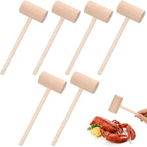 6 Pcs Wooden Hammers Seafood Mallets for Crab Lobster Shellfish Nuts Kids Toys