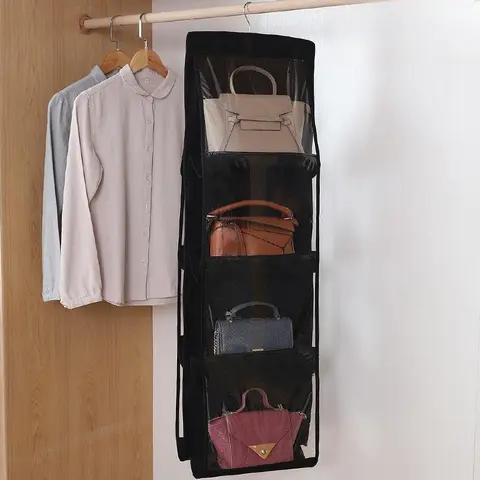 Hanging Bag Organizer, 1 Count 8-pockets Hanging Bag Storage Rack, Space Saving Bags Holder, Pouch Holder, Home Organizer for Closet, Wardrobe, Bedroom, Living Room