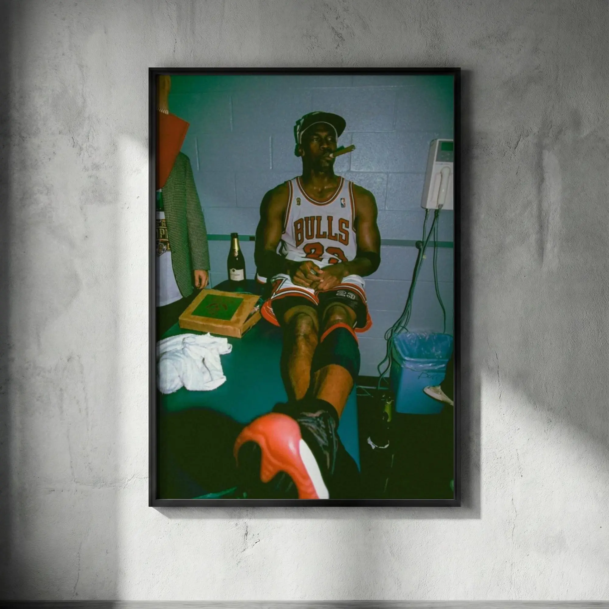 Michael Jordan Vintage Locker Room Poster  Iconic MJ Smoking Cigar Print, Chicago Bulls Championship Wall Art Retro Sports Decor for Office ( Unframed - Print Only )