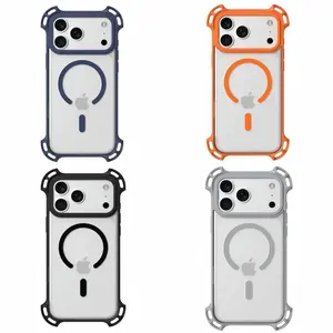 Drone-Style Reinforced Corners Magnetic MagSafe Clear Phone Case For iPhone 17 Pro Max 16 Plus 15 Pro 14 13 12 Phone case, Military Grade Drop Proof Anti-Yellowing Full Lens Protection Cover  #WRJFSCXKXYKSILVER