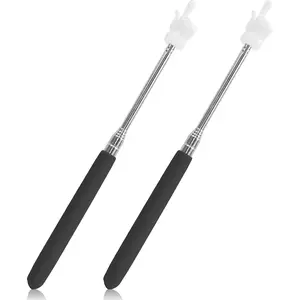2 count Pointer Stick for Classroom - Multipurpose Teacher Pointer Stick, Extendable Classroom Pointer and Finger Pointer Stick, Engaging Colors, Classroom Essentials for Effective Presentations (Black)