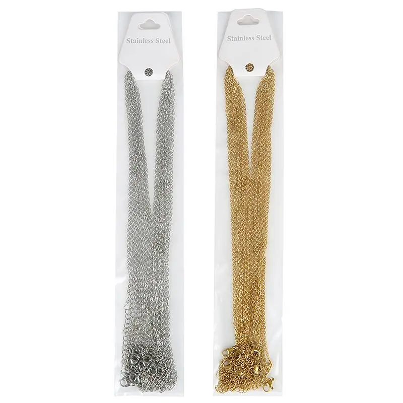 10pcs/lot 45+5cm 45cm 50cm Stainless Steel Adjustable Link Chain Necklace Women Gold Color Fashion chokers Jewelry