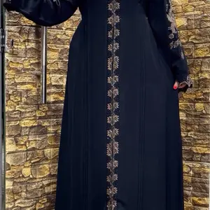 Anifa Embroidered Abaya with Zipper, Modest Islamic Clothing,Dubai Abaya, Comfortable Abaya
