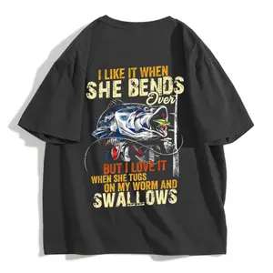 Funny Fishing Gifts, I Like When She Bends Over But I Love It When She Tugs On My Worm And Swallows T-Shirt, Lagermouth bass fishing for men