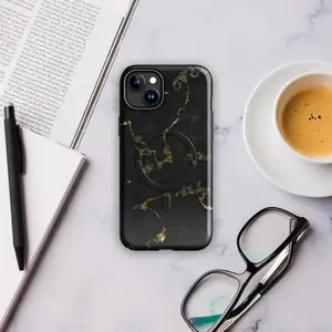 ModuGuard Black Marble Tough MagSafe Case | Editorial Aesthetic | Dual-Layer Luxury iPhone Cover