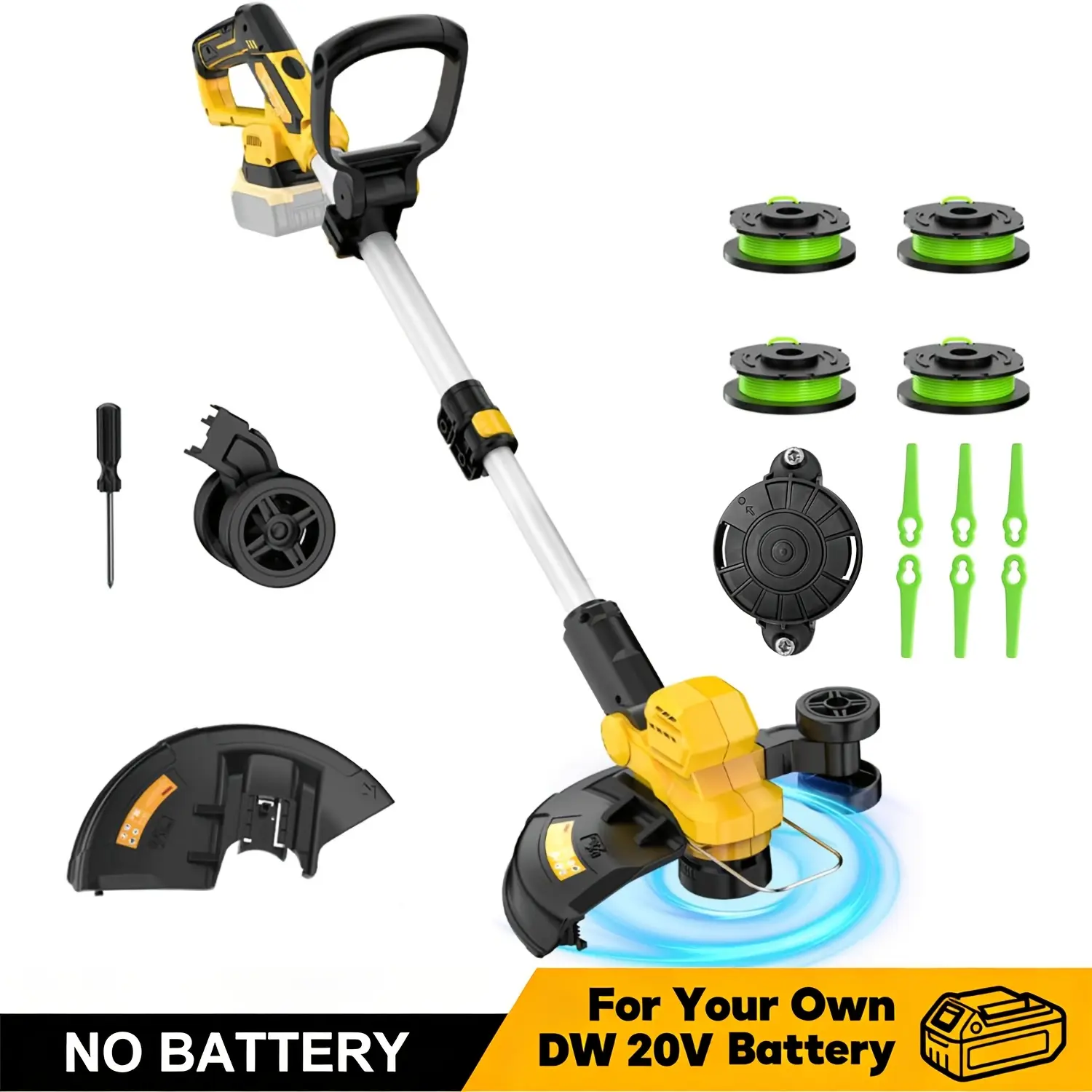 Cordless Weed Wacker for Dewalt 20V Max,  3 IN 1 Battery Powered Weed Eater Edger Mower Auto Line Feed 20000 RPM