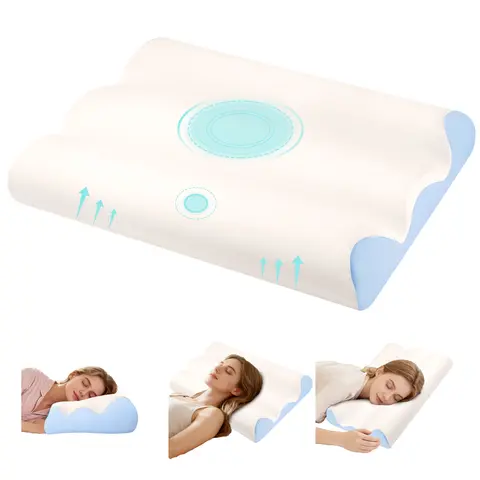 Sweetcrispy Queen Size Ergonomic Contoured Memory Foam Cervical Support Pillow - Dual Height Design, Arm Grooves, Cooling Breathable Removable Machine-Wash Cover, for Side & Back Sleepers, Anti-Allergen Lumbar Pillows