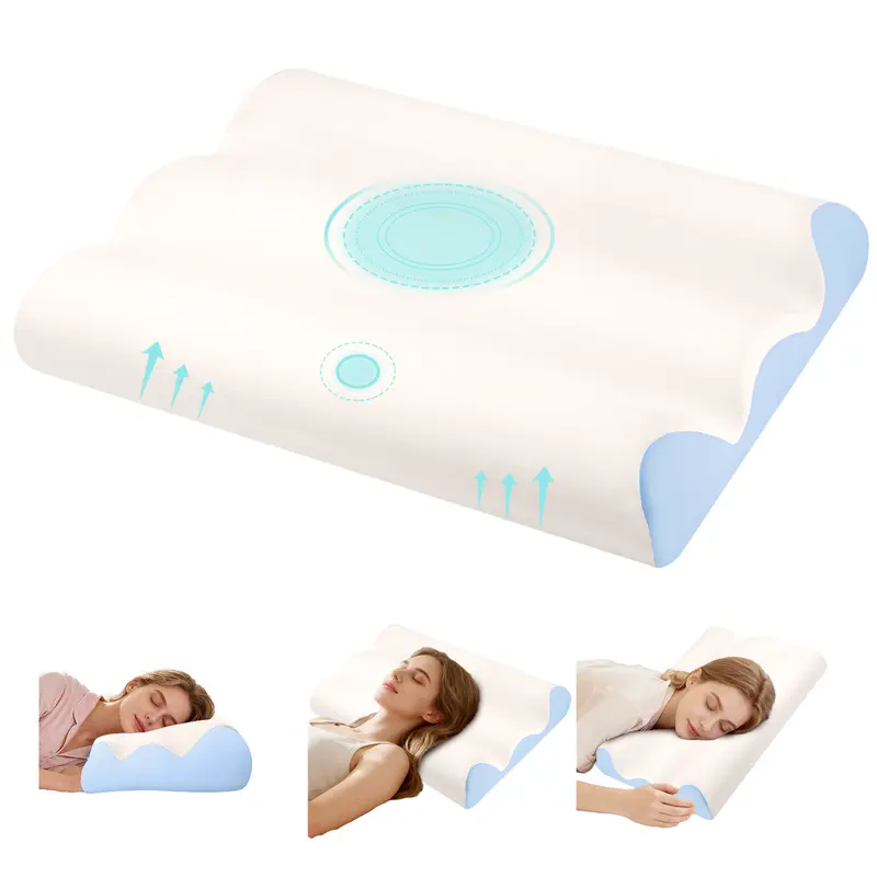 Sweetcrispy Queen Size Ergonomic Contoured Memory Foam Cervical Support Pillow - Dual Height Design, Arm Grooves, Cooling Breathable Removable Machine-Wash Cover, for Side & Back Sleepers, Anti-Allergen Lumbar Pillows
