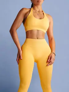 Sculpt Society Halter Sports Bra (Sunflower)