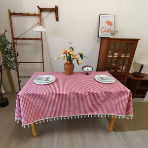 1pc Vintage Plaid Tablecloth, Elegant Rectangular Table Cover, Rustic Farmhouse Style, Durable Woven Fabric, Perfect for Parties and Decorations