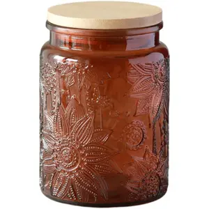 MIUVA Coffee Sets Vintage Glass Kitchen Storage Counter Jar, Candy Jars with Lids, Coffee Container for Ground Coffee, Mason Jar Hold Coffee Beans, Tea, Sugar, Bath Salts & More, 23.7 FL OZ Thanksgiving tableware Valentine's Day gift Christmas Gift Set