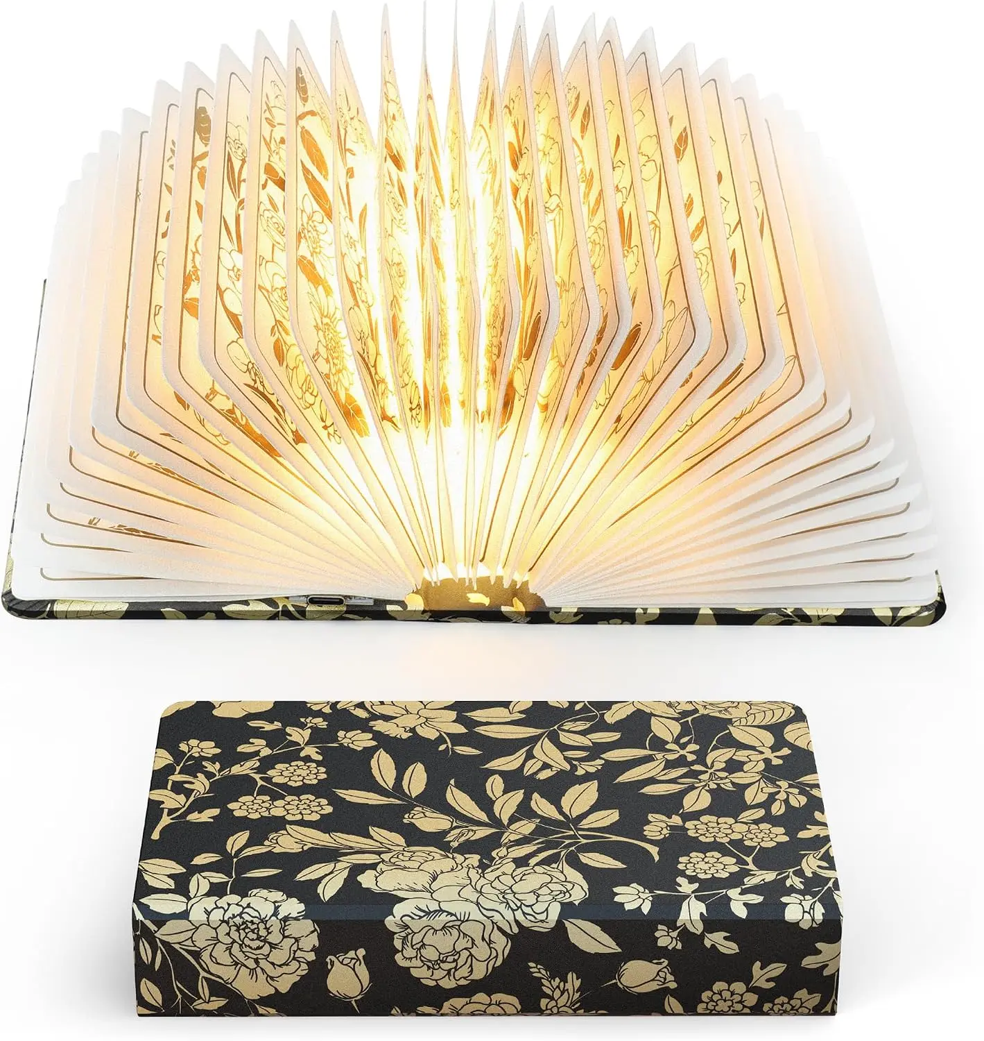 Rechargeable Folding Book Lamp, 1200mAh Portable Black Paper Desk Lamp, Book Lover Decor & Gift for Women, Indoor Specialty Lighting for Reading & Bookshelves