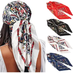 4Pcs/Set Silk Like Neck Scarf,Hair Sleeping Wraps Satin Scarfs,35” Large Square Head Scarves for Women,Halloween Christmas Party Gifts,Hand Tools Kits