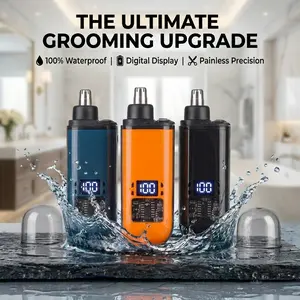Cyberpunk Mini Nose Hair Trimmer | 6000 RPM High-Speed Motor | Type-C Rechargeable & Waterproof | Painless Ear & Nose Hair Clipper with LED Display
