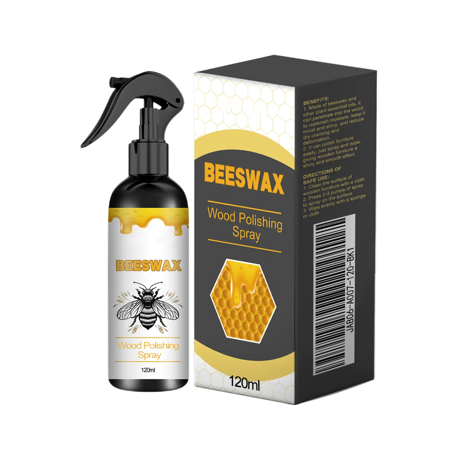 Beeswax Wood Polishing Spray, Scratch Repair Refinishing Restorer for Furniture Hardwood Floors, Gloss Boost Wood Care Conditioner Household Home Renovation Essential Tool