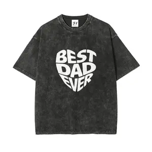 Best Dad Ever Heart Washable Direct-to-Garment Tee - 260g Heavyweight Cotton Vintage Streetwear Father's Day Gift Shirt