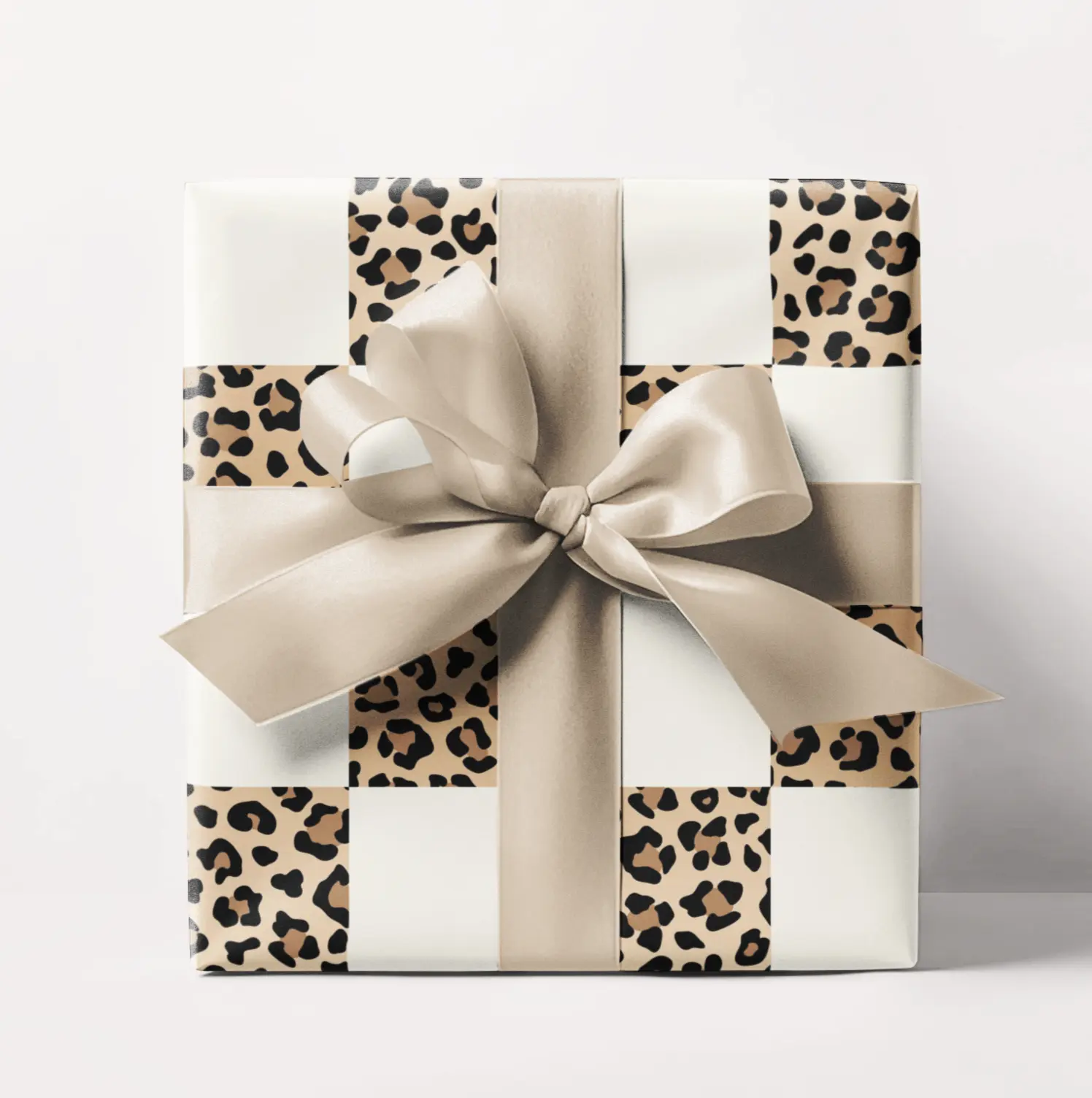 Checkered Leopard Print Glossy Wrapping Paper Roll - High-Def Print, 3 Sizes (30x36in, 30"x180", Extra Size) - Office Stationery, Holiday Gifting Supplies, 30" X 180", Three Sizes