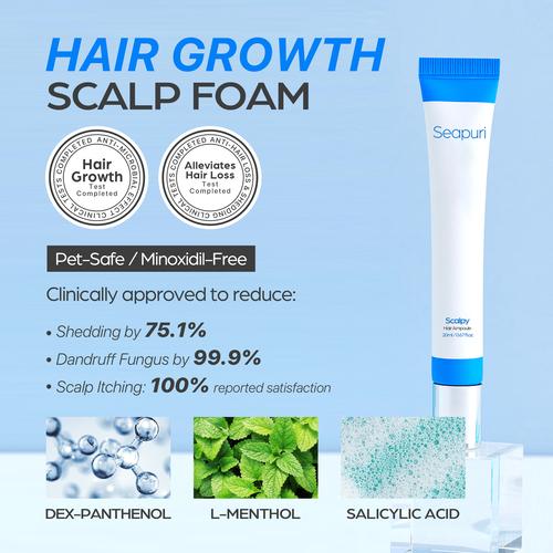 [Seapuri] Scalpy Hair Growth Serum 20ml  - Hair Loss & Thinning | Scalp Treatment with Salicylic Acid, Menthol, Dexpanthenol | Non-Greasy, Lightweight | Exfoliates Dandruff & Soothes Itch