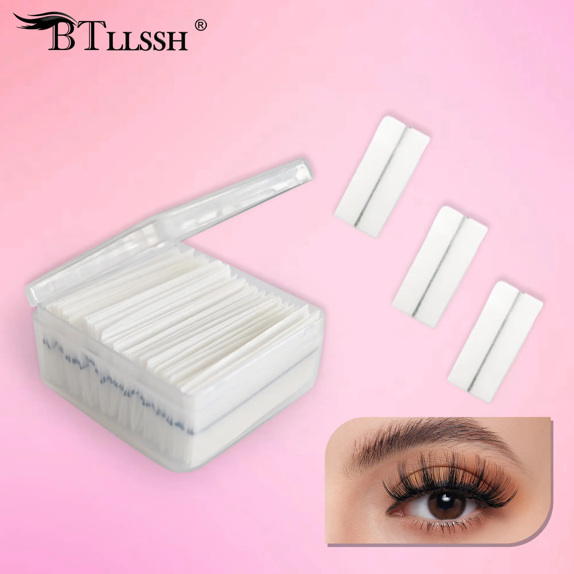 NO.12 40PCS Self Adhesive Eyelashes Strips Tape Waterproof Lash Glue Strip  Black Band for Fluffy Mink False Eyelashes Long Lasting Replace of Glue  Instantly Application Lash Glue Liner Natural Look