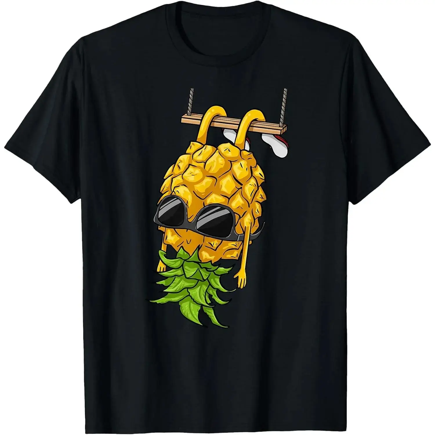 100%cotton Swinging Pineapple Cartoon Swinger Upside Down Pineapple T-Shirt