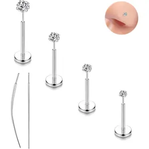 18G/20G Threadless Flat  Nose Studs CZ Nose Rings, Women Men,  Nose Rings, Nose Nostril Tragus Helix  ,  for Women Gifts