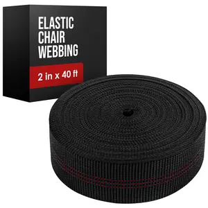 Houseables Chair Webbing, Upholstery Webbing, Replacement Straps for Lawn Chairs, Couch Elastic, Upholstery Strapping, Kit for Furniture Repair, Support, Sofa, Dining Seat, Belt, 2 Inch, 40 Foot Roll