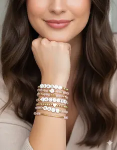Simply Stated NY Rose Quartz Personalized Word Bracelet, Kids Name Bracelet, Stacking Mama Bracelet, Custom Name Beaded Bracelet, Personalized Gift, Stretch Bracelet