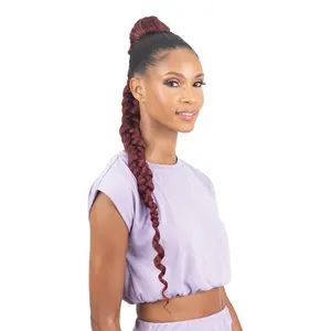 FreeTress Equal Drawstring Ponytail Box Braided Jumbo Braid Goddess Ponytail 30"