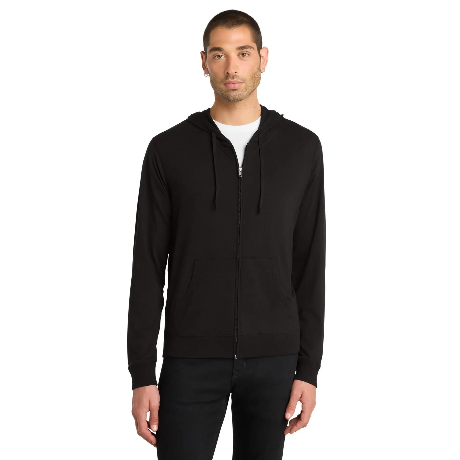 Custom Embroidery or DTF Print - District ®  Jersey Full-Zip Hoodie. DT1100