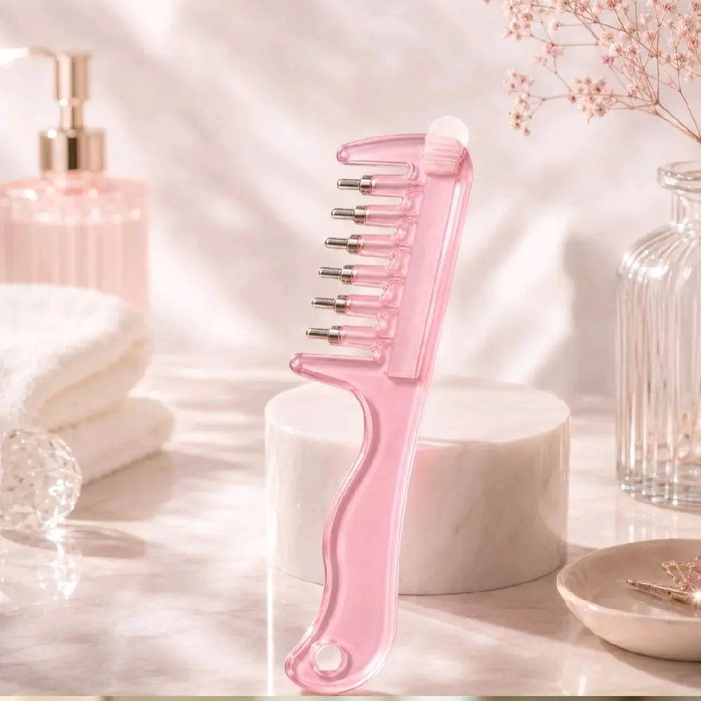 2-in-1 Root Hair Oil Applicator Comb - Scalp Massager with Roller Balls, Liquid Dispenser Brush for Hair Growth Serum & Essential Oils