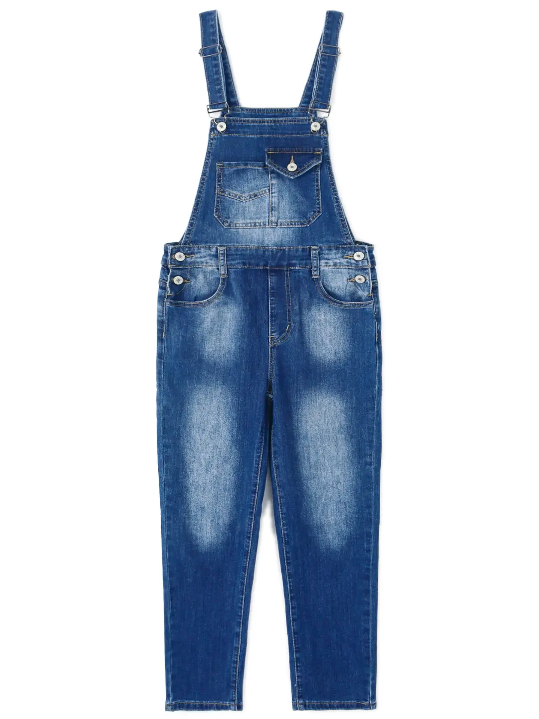 Kidscool Space Girls Soft Washed Denim Overalls  Loose Fit Jean Cargo Jumpsuit with Pockets 5-15Y